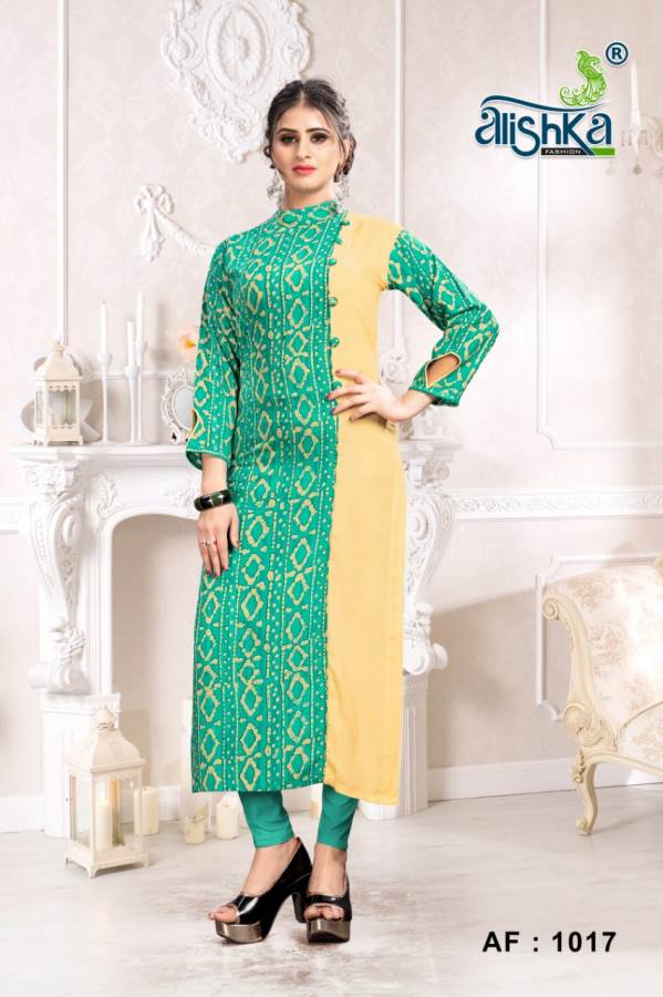 Alishka Lemon Heavy Rayon Printed Kurti